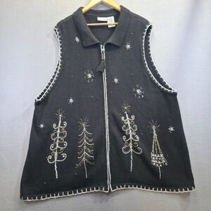 Vintage White Stag Women's Plus Size Festive‎ Christmas Sweater Vest Sz 22W/24W